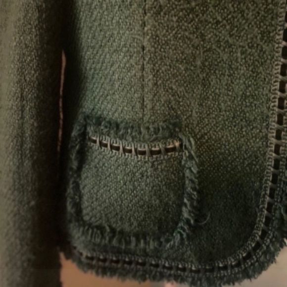 Dialogue Tweed Teal Frayed Wool Blend Blazer size 12 - Picture 11 of 14